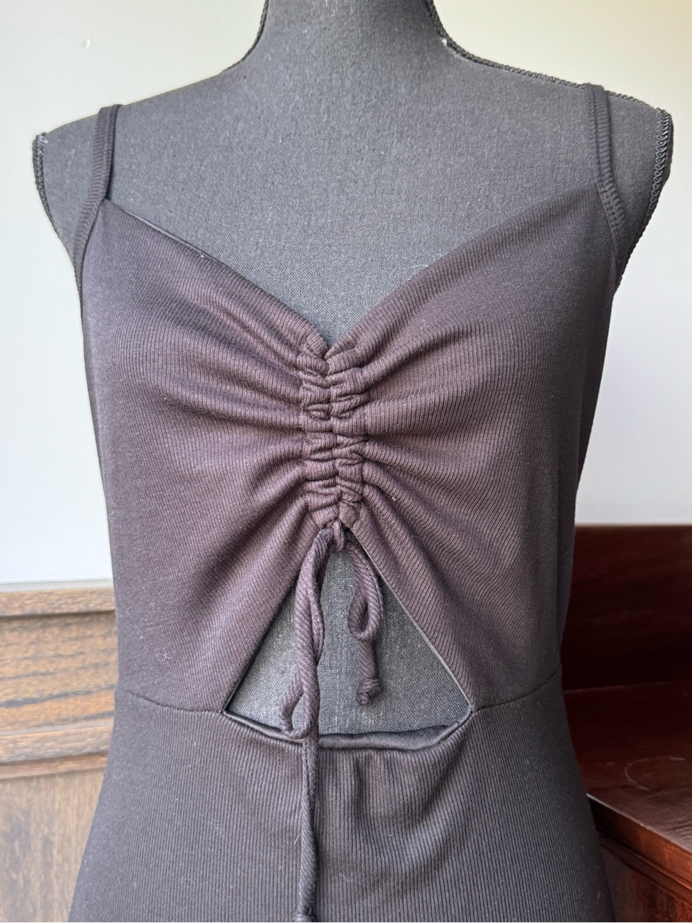 21 Saints Women's Black Ruched Front Cutout Dress nwt large - Picture 6 of 8